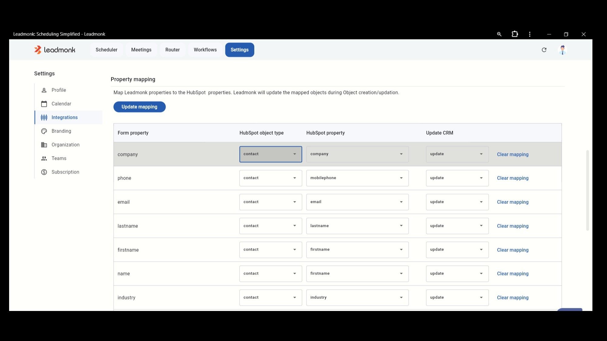Custom properties update in Contact object
